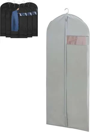 Space Saving Hanging Garment Bag with Self Compression Zipper,Clear Garment Bag for Hanging Clothes,Dust Cover Clothes Bags for Down Coat,Suit Bags for Closet Storage,pace Saving Hanging Protector