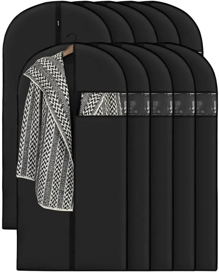 Space Saving Hanging Garment Bag with Self Compression Zipper,Clear Garment Bag for Hanging Clothes,Dust Cover Clothes Bags for Down Coat,Suit Bags for Closet Storage,pace Saving Hanging Protector