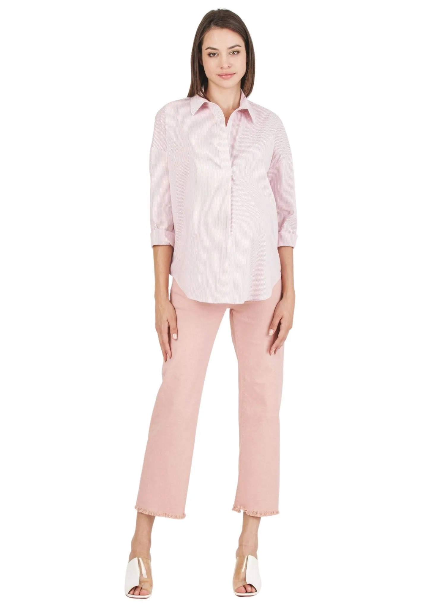 Striped Maternity Shirt - Pink