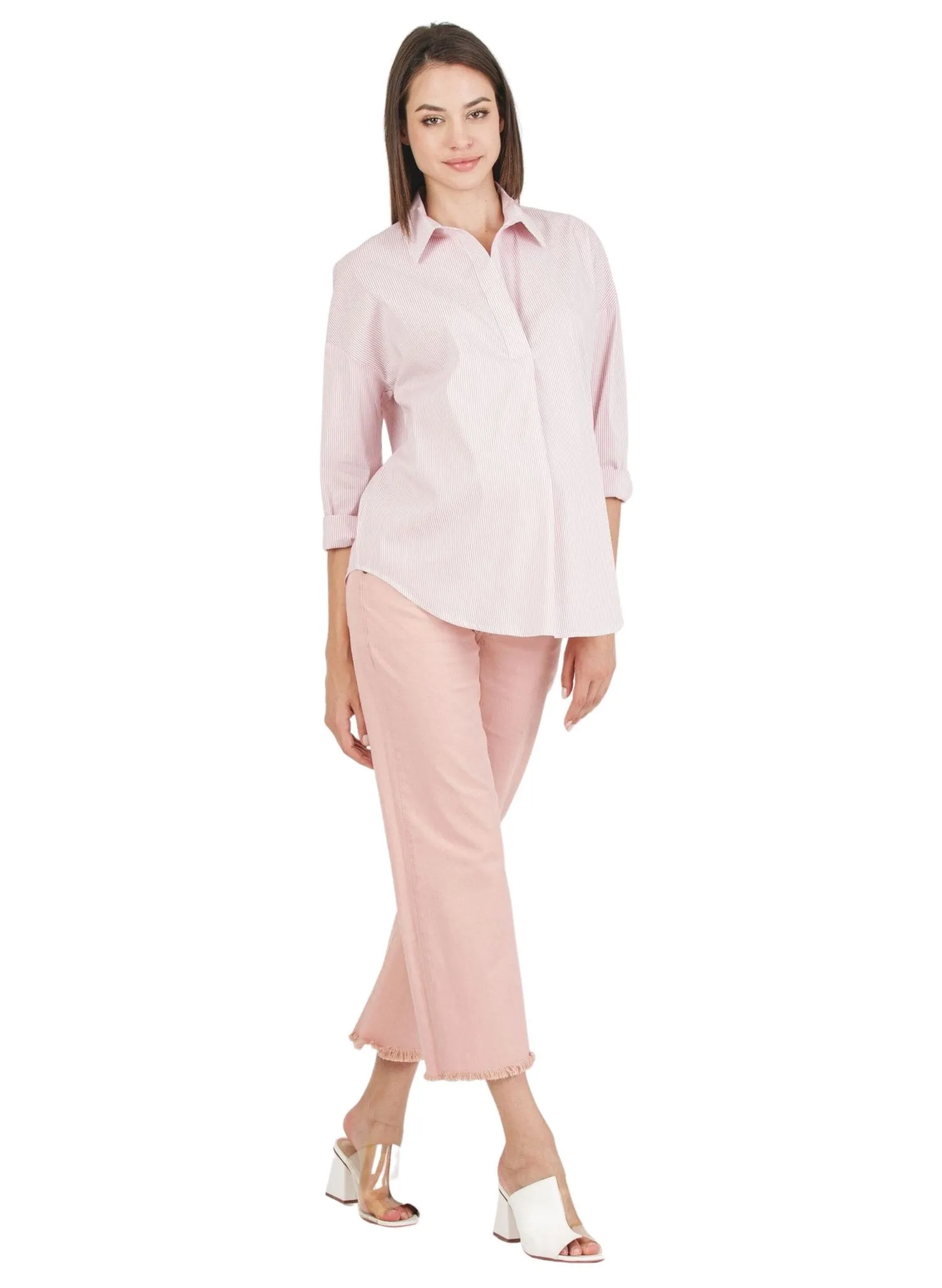 Striped Maternity Shirt - Pink
