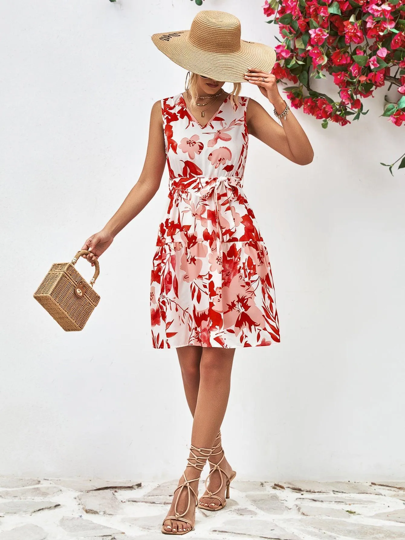 Summer Fascination Mini Floral Sleeveless Dress