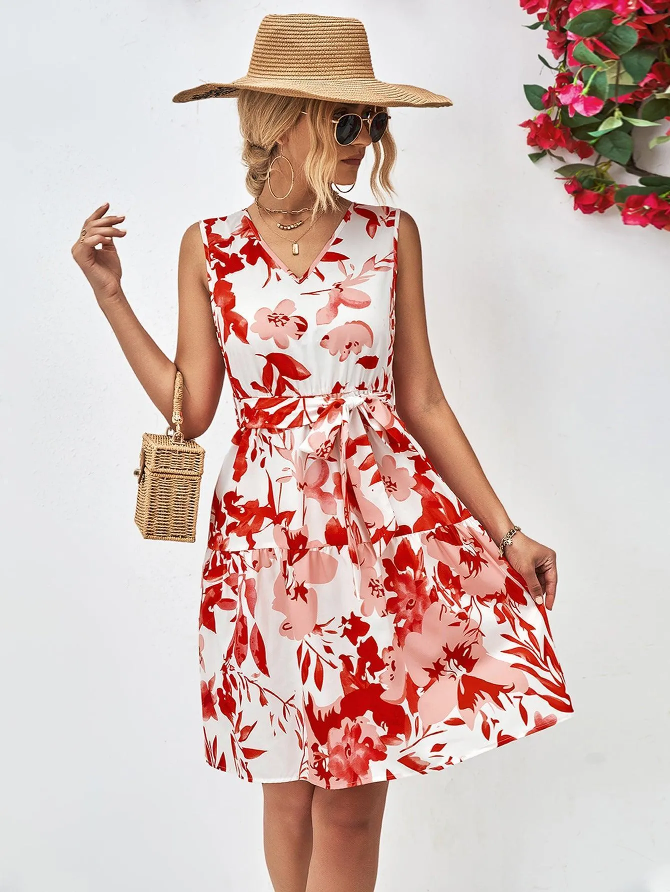 Summer Fascination Mini Floral Sleeveless Dress