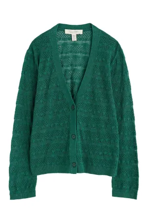 Sweet Day Organic Cotton Cardigan - Pine Shoots