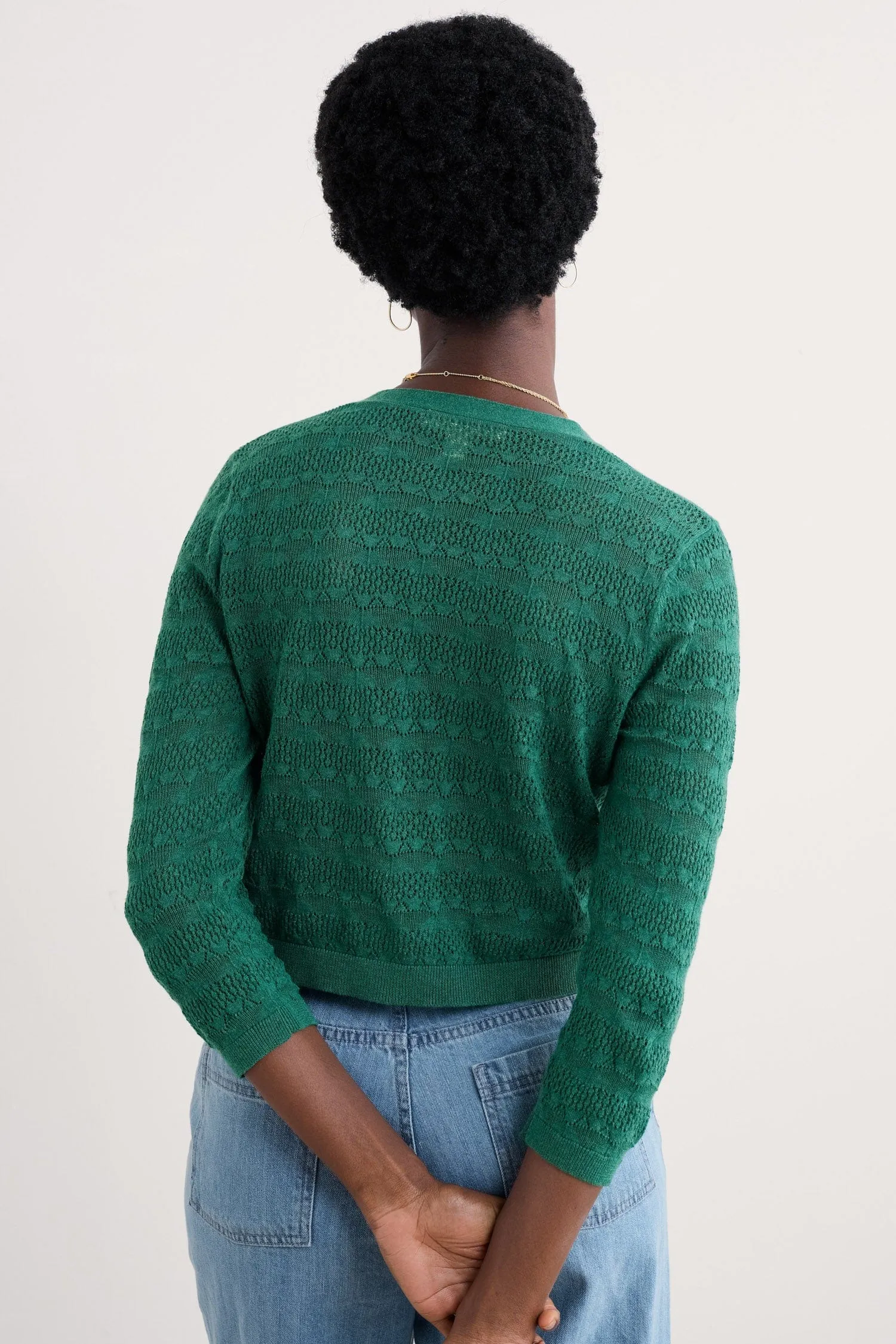 Sweet Day Organic Cotton Cardigan - Pine Shoots