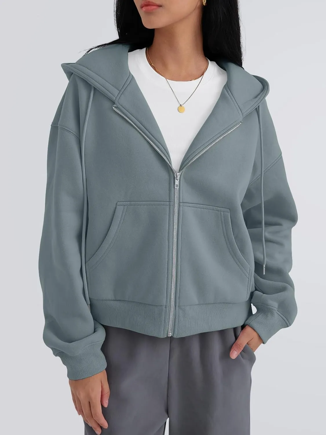 Trendy Queen Zip Up Hoodies For Women Cropped Sweatshirts Fall Fashion Outfits 2025 Y2k Fleece Teen Girls Clothes