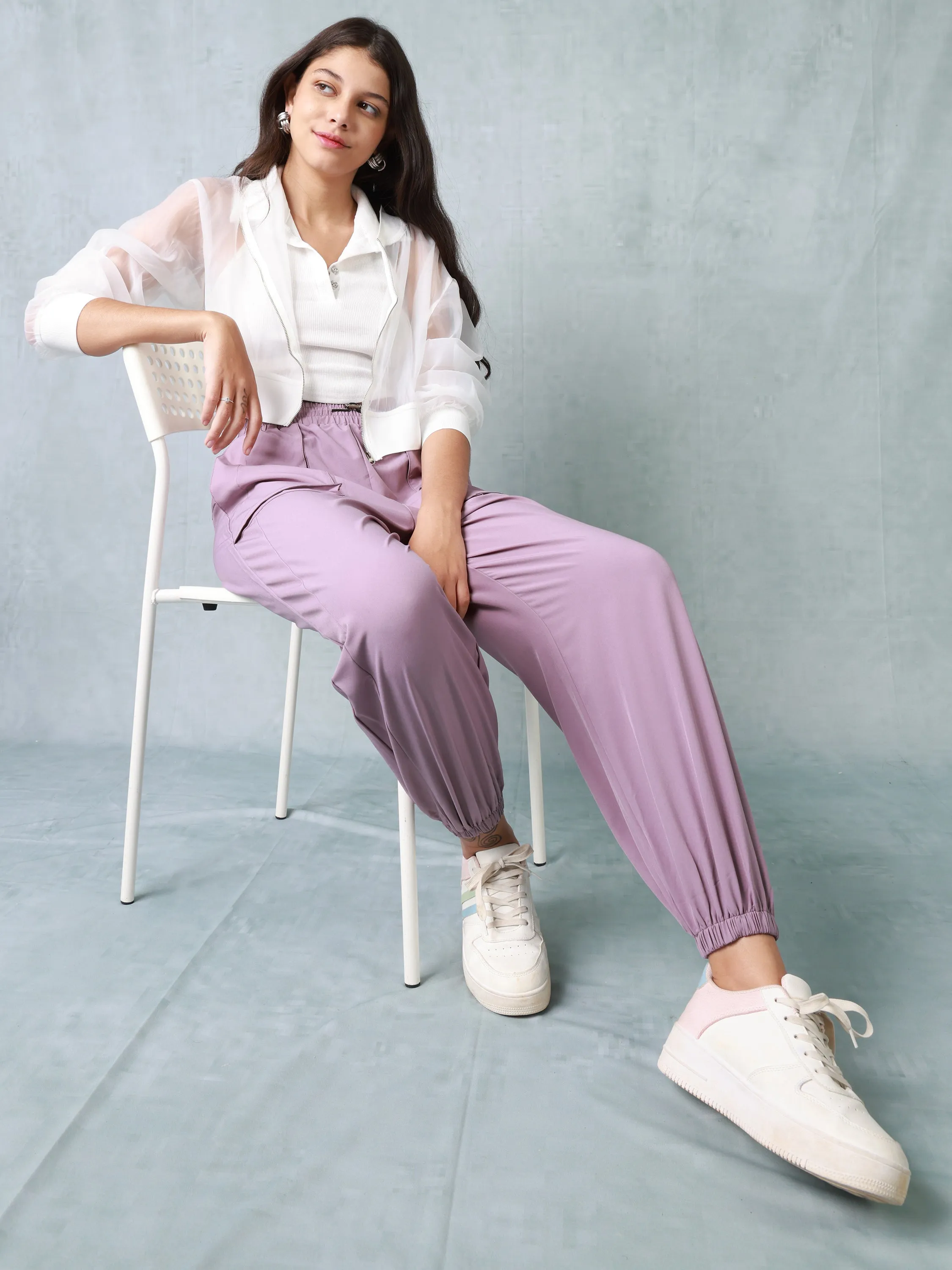 Women Purple Comfort Fit Track Pants