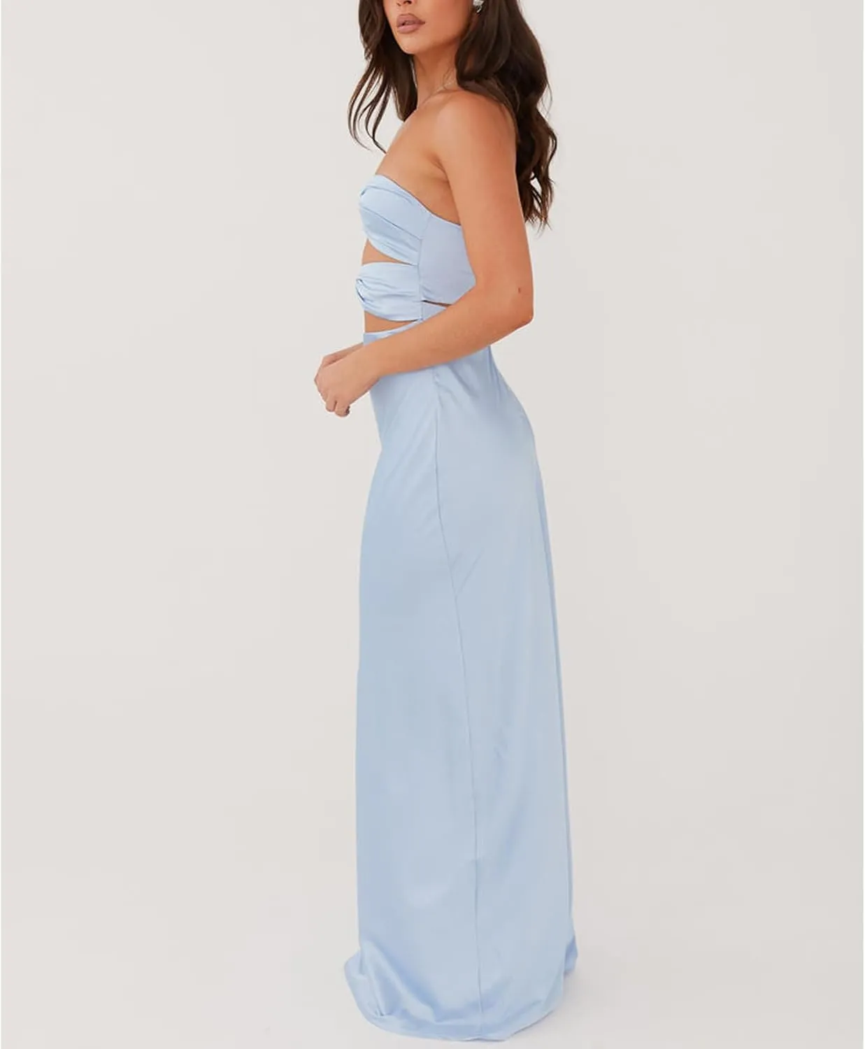 Women Y2k Floral Cut Out Maxi Bodycon Dress Hollow Out Silk Satin Long Beach Formal Dresses Summer Sundress