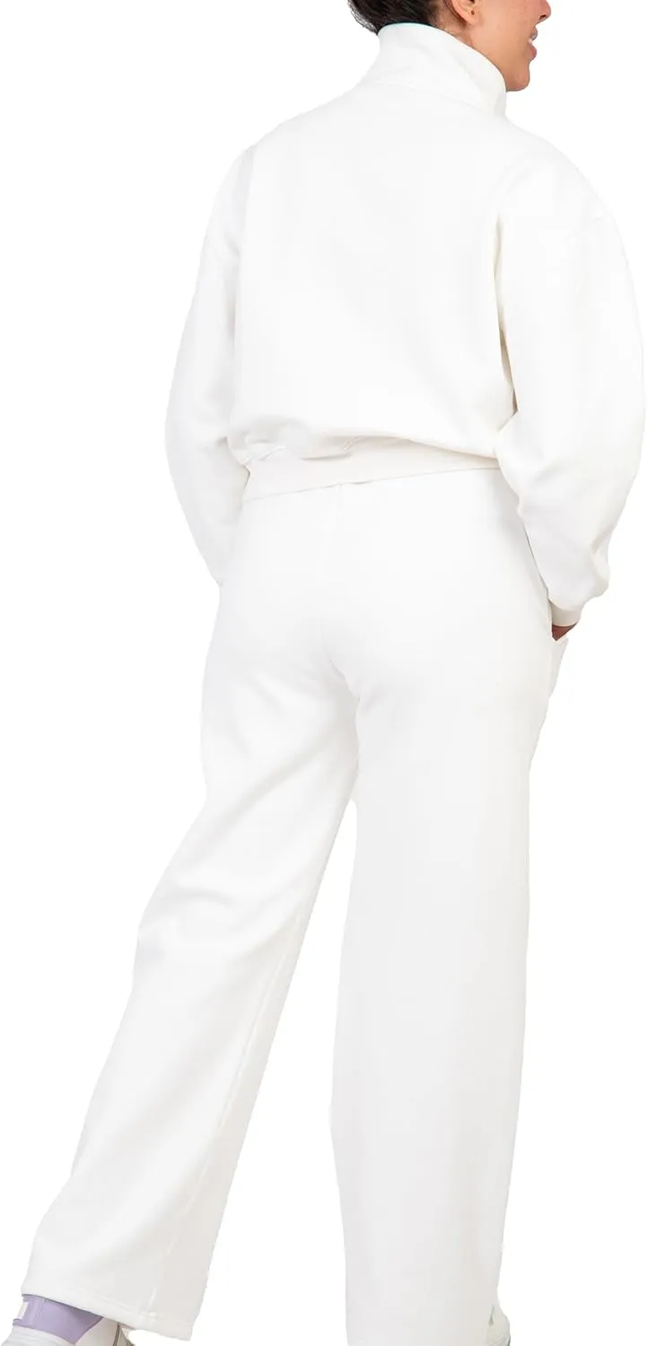 Women's 2-Piece Long Sleeve Sweatsuit Set Half-Zip Sweatshirt & Wide-Leg pants, Cozy Matching.