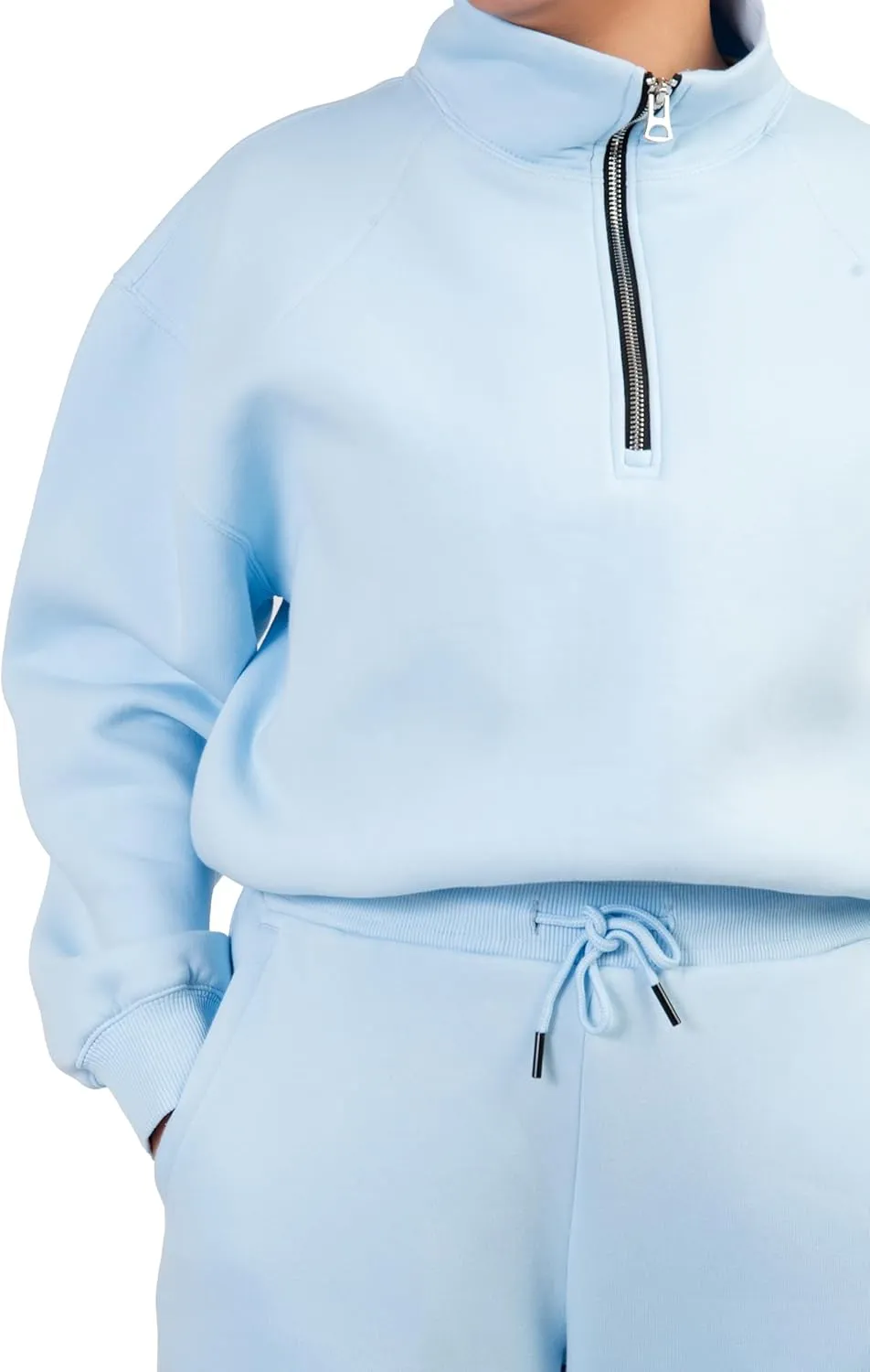 Women's 2-Piece Long Sleeve Sweatsuit Set Half-Zip Sweatshirt & Wide-Leg pants, Cozy Matching.
