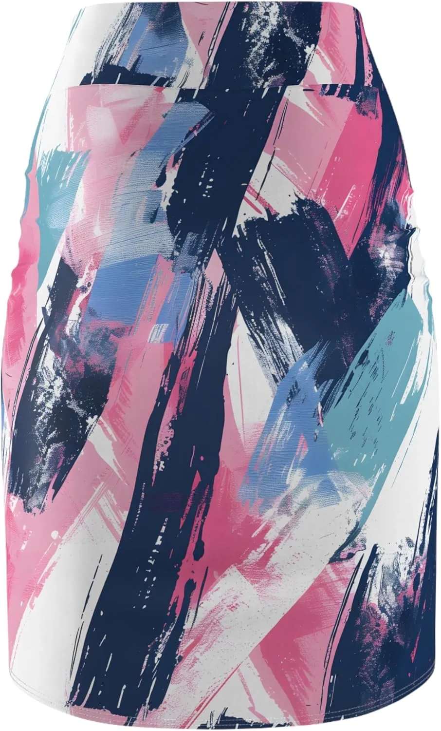 Women's Abstract Art Pencil Skirt  Bold Brushstroke Pattern  Mid-Waist  Comfortable Fit
