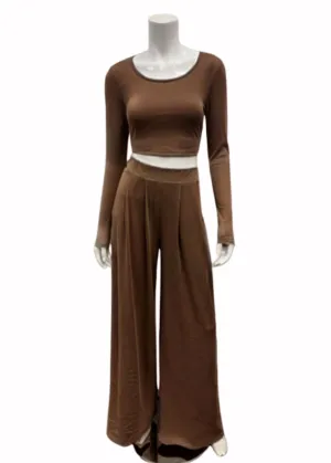 Women's High Waist Ribbed Cozy Wide Leg Pants