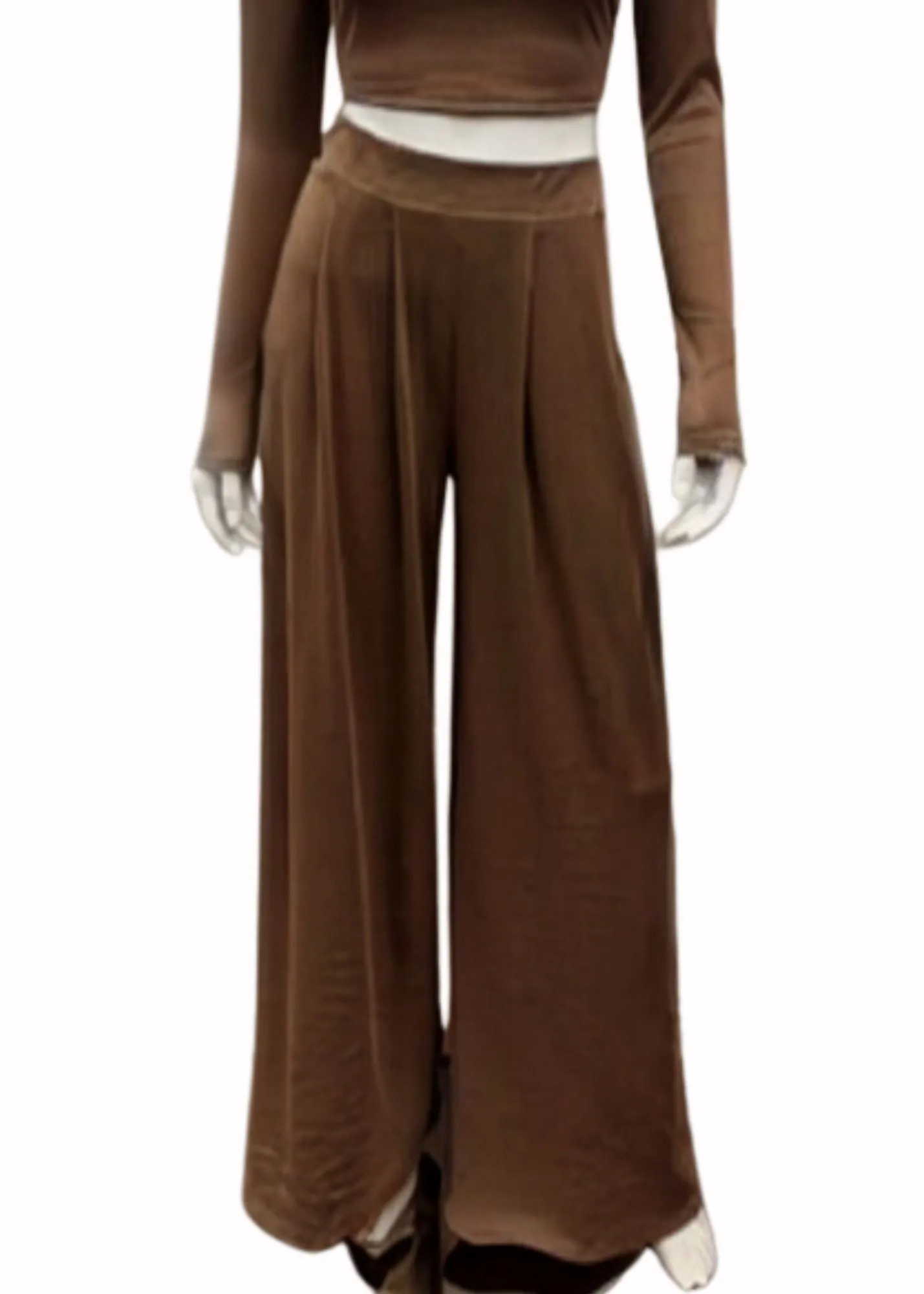 Women's High Waist Ribbed Cozy Wide Leg Pants