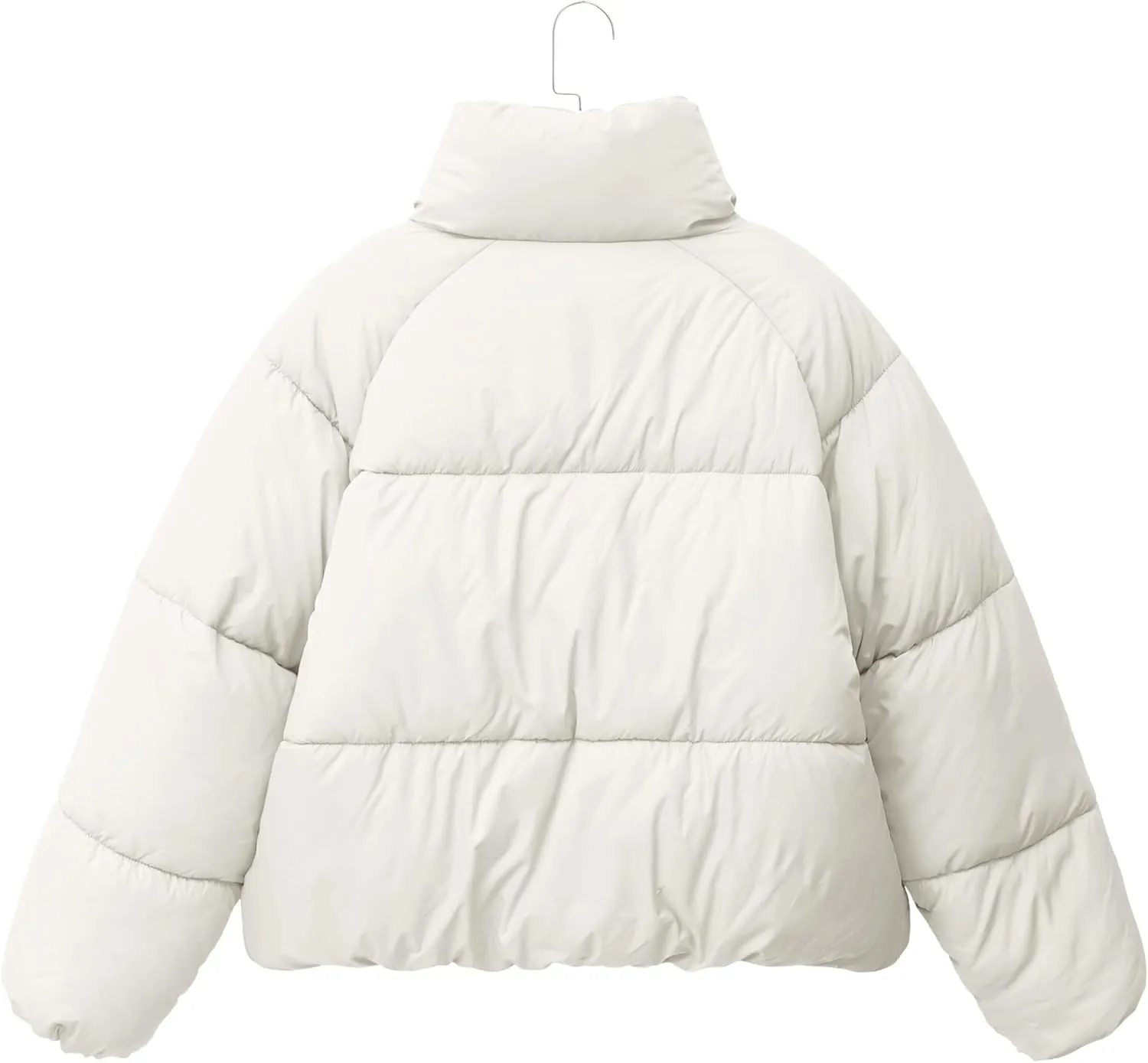 Women's Puffer Jacket Lightweight Oversized Long Sleeve Full Zipper Baggy Short Down Coats with Pockets