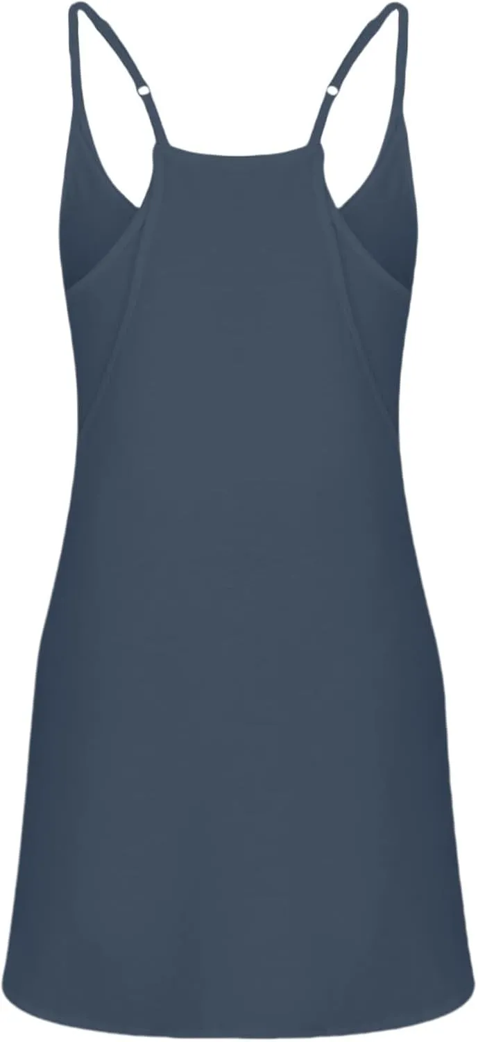 Womens Summer Sleeveless Dress 2025 Tennis Workout Active Sports Mini Romper Dress Built in Shorts Travel Vacation Clothes