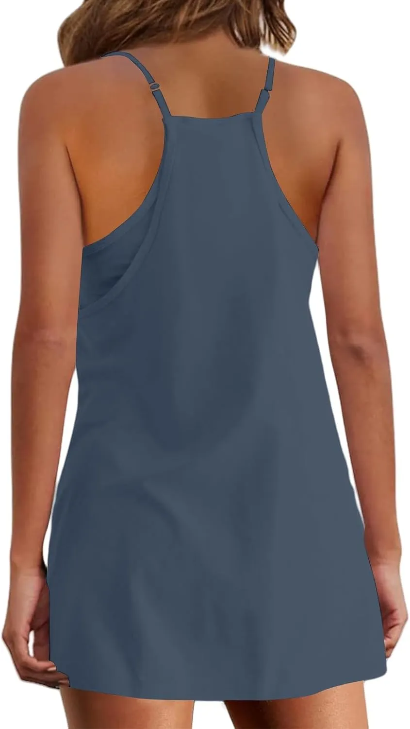 Womens Summer Sleeveless Dress 2025 Tennis Workout Active Sports Mini Romper Dress Built in Shorts Travel Vacation Clothes