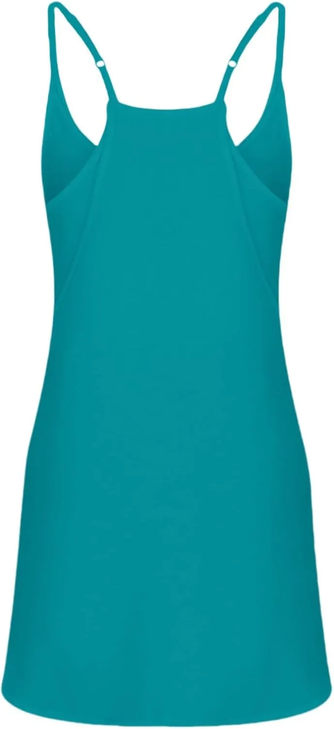 Womens Summer Sleeveless Dress 2025 Tennis Workout Active Sports Mini Romper Dress Built in Shorts Travel Vacation Clothes